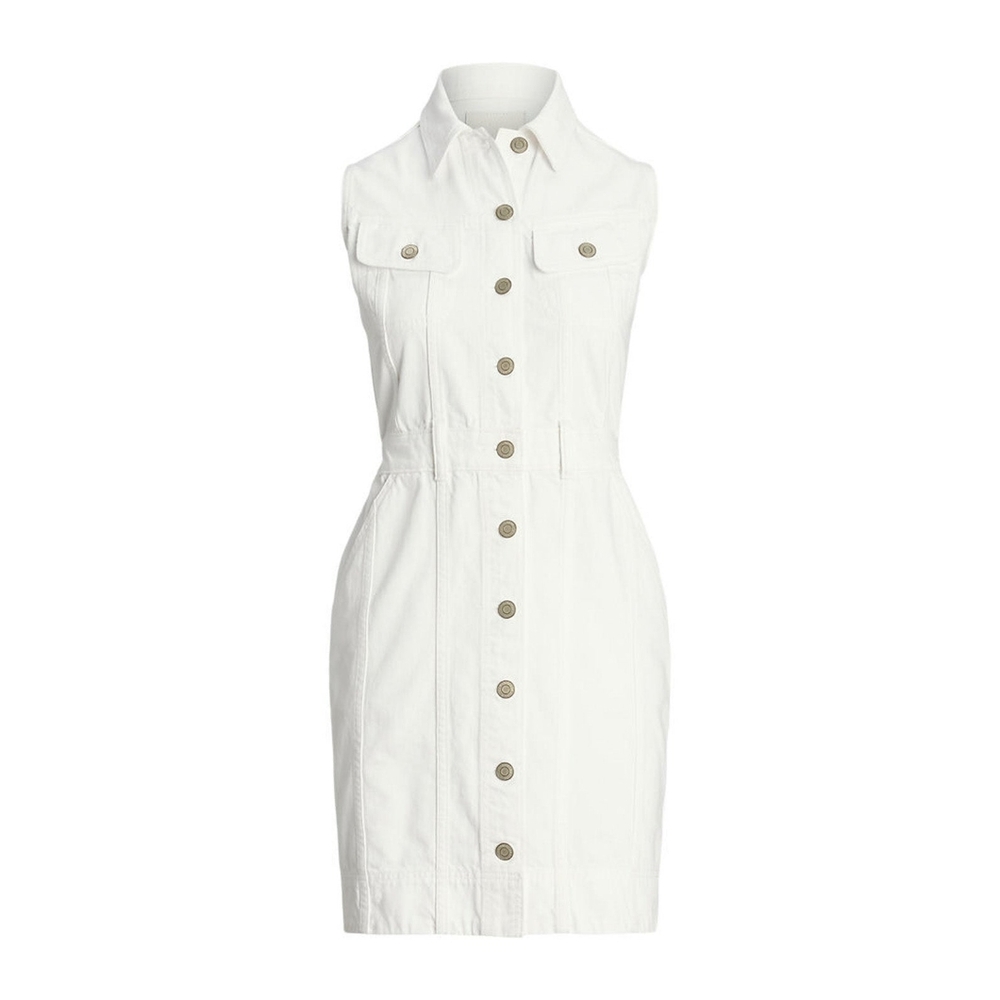 NWT Lauren Ralph Lauren White Wash Denim Mini Dress Sleeveless Women’s